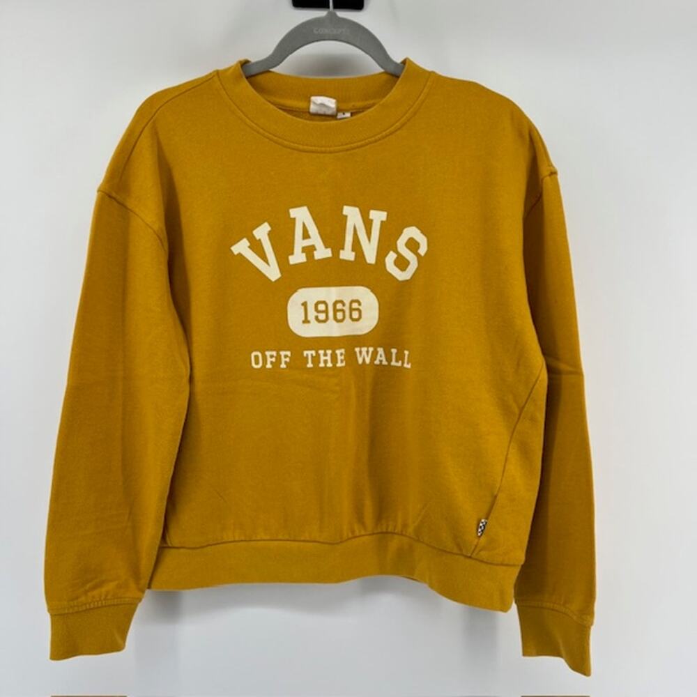 Vans Off The Wall Crewneck Sweatshirt Womens S Mustard Yellow Skater Girl